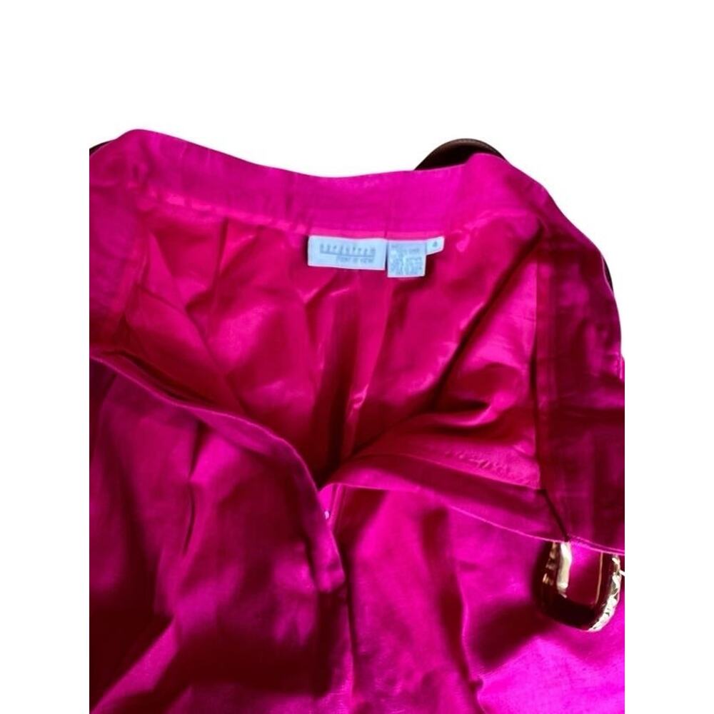 Point of View High Rise Preppy Pleated 100% Linen Bermuda Short Fuchsia Size 4 - Picture 6 of 8